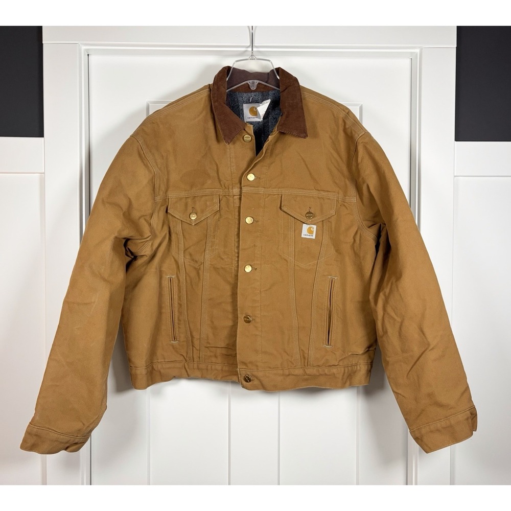 Vintage Carhartt JB0906 Brown Duck Trucker Jacket Star Tag USA Made 54 3XL Liner - Picture 3 of 10